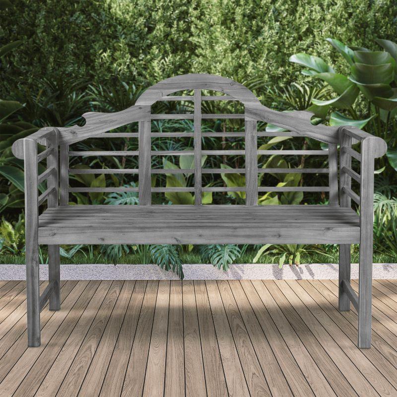 Elegant Arched Gray Acacia Wood 58" Outdoor Garden Bench