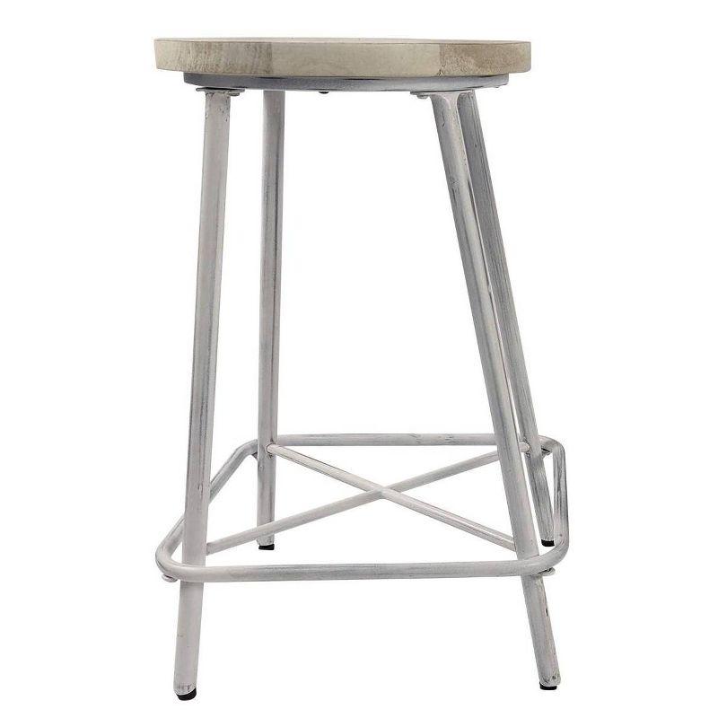 Carolina Living Set of 2 24" Inez Counter Height Barstools Whitewash: Industrial Design, Iron Frame