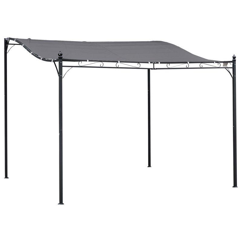 Outsunny Gray Steel Outdoor Pergola Gazebo with Weather-Resistant Canopy