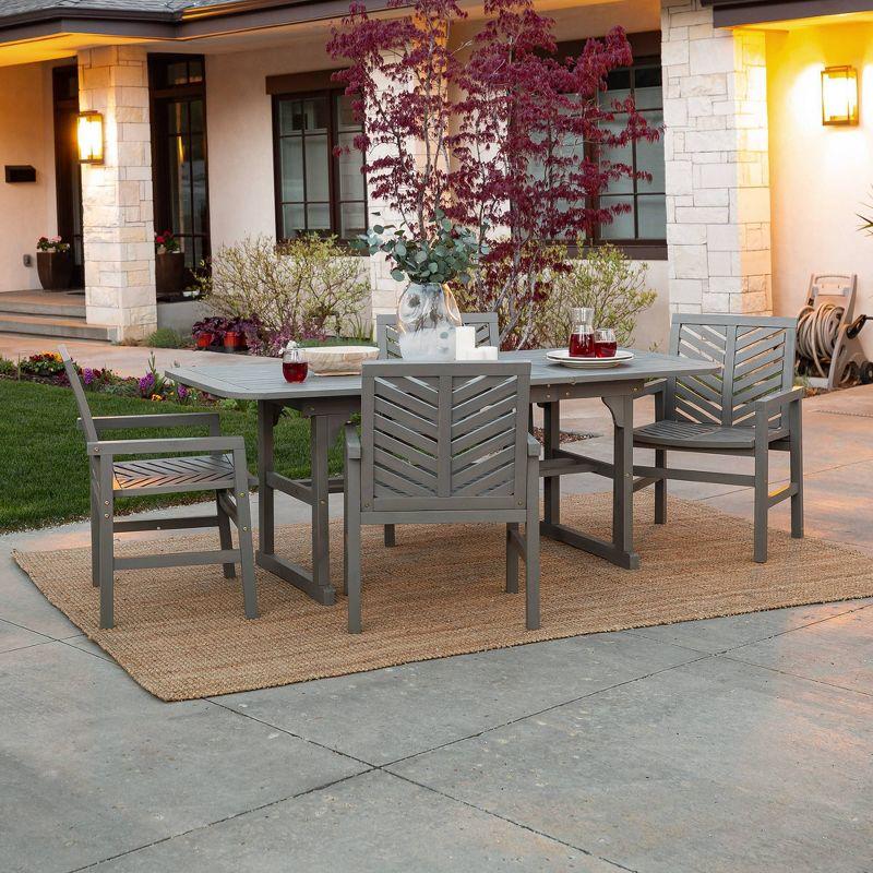 5pc Slatted Extendable Acacia Wood Patio Dining Set - Saracina Home