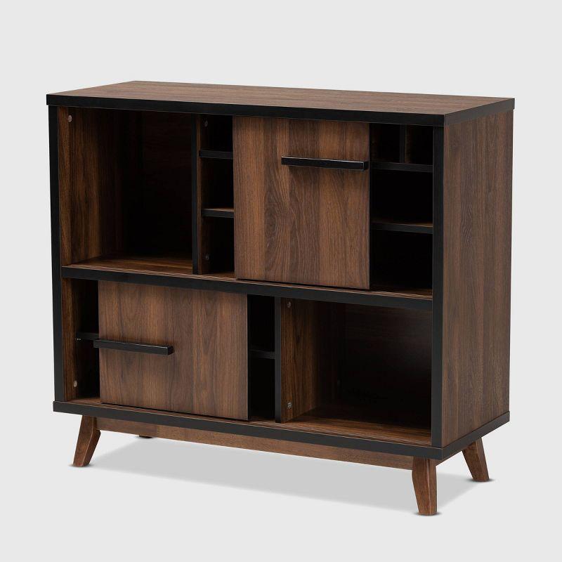 Margo Two-Tone Finished Wood Wine Storage Cabinet Walnut/Black - Baxton Studio