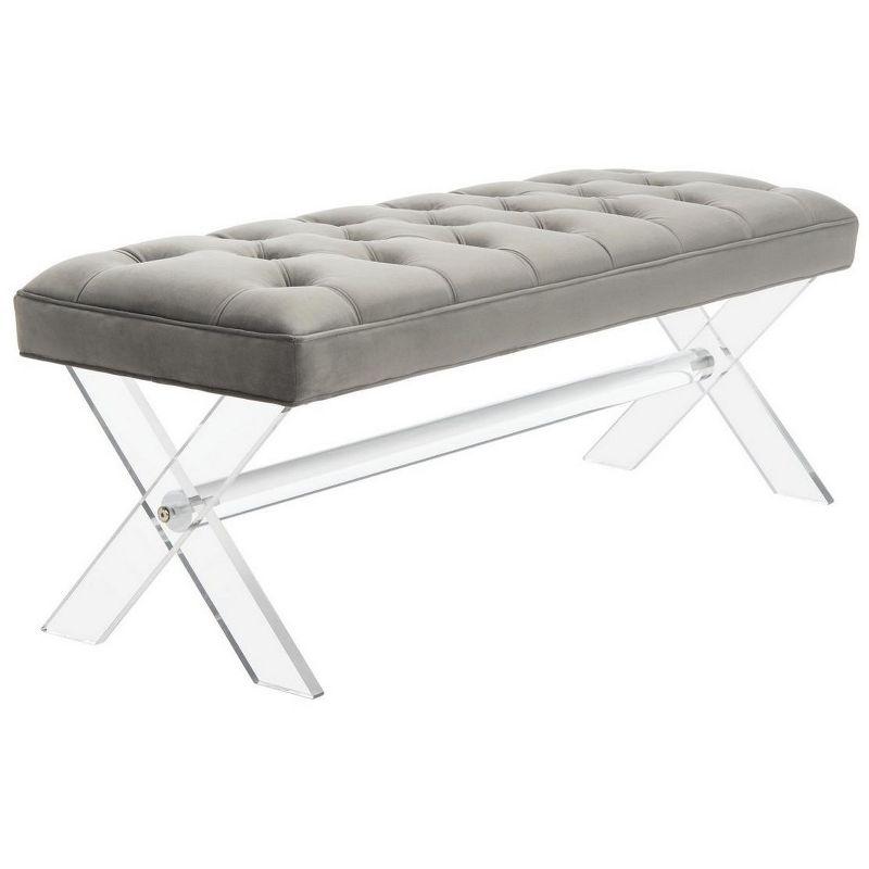 Tourmaline Tufted Acrylic Bench - Dark Grey - Safavieh