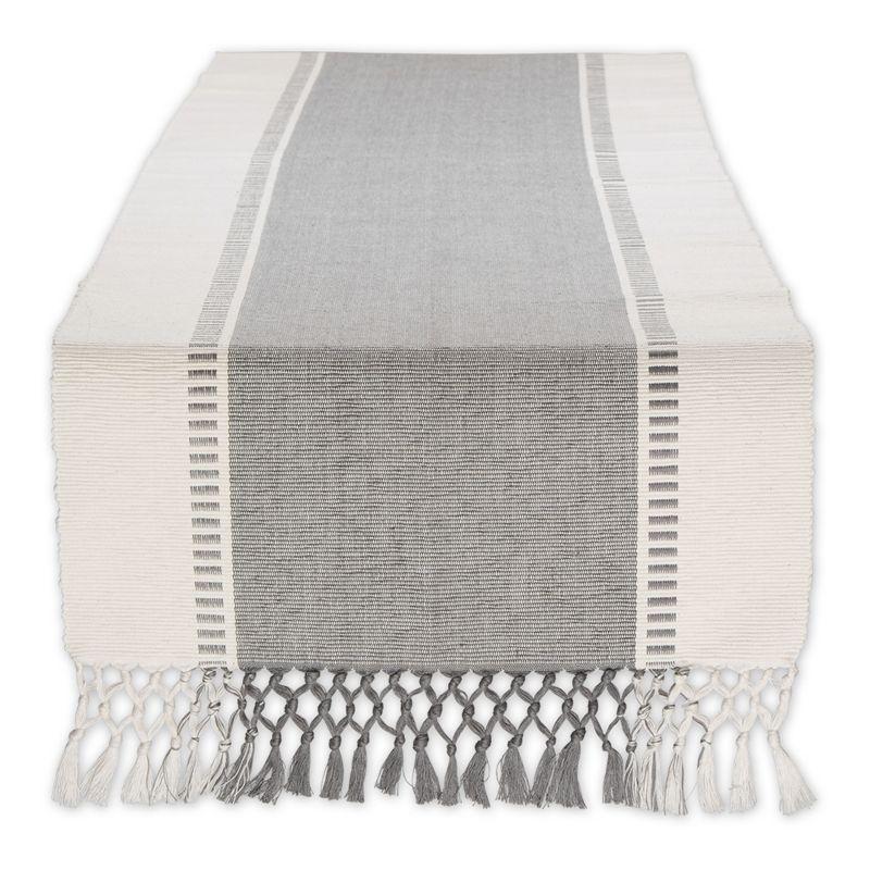 Design Imports  Ribbed Dobby Stripe Table Runner, Cool Gray, 13X72"