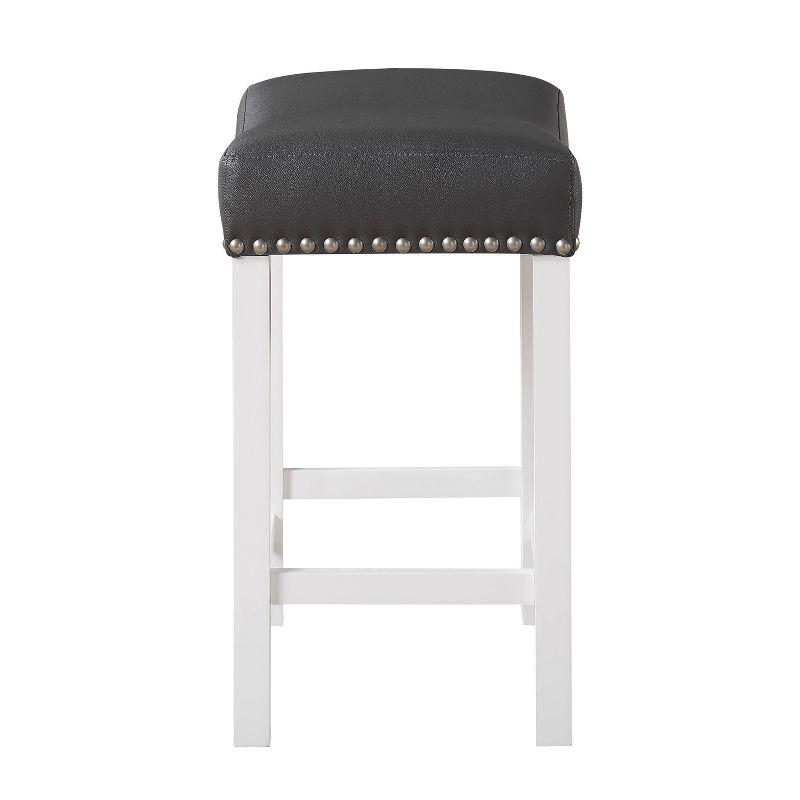 Set of 2 Zermatt Counter Height Barstools Seat White/Black - Steve Silver Co.: Upholstered, Wood Frame, Armless & Backless