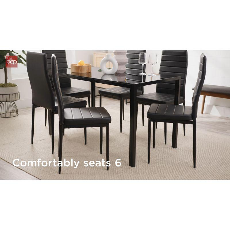 Best Choice Products 7-Piece Kitchen Dining Table Set w/ Glass Tabletop, 6 Faux Leather Chairs