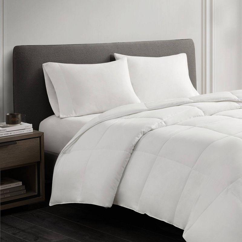 Cotton Sateen Down Alternative Comforter Level 1 Warm 3M Thinsulate Year Round Warmth (Twin) White