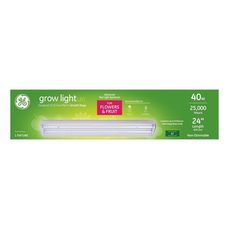 GE Grow Light Fixture for Flowers and Fruit 2'': LED, 40W, 2000 Lumens, Non-Standard Shape, 24'' Bulb, Suitable for Damp Locations