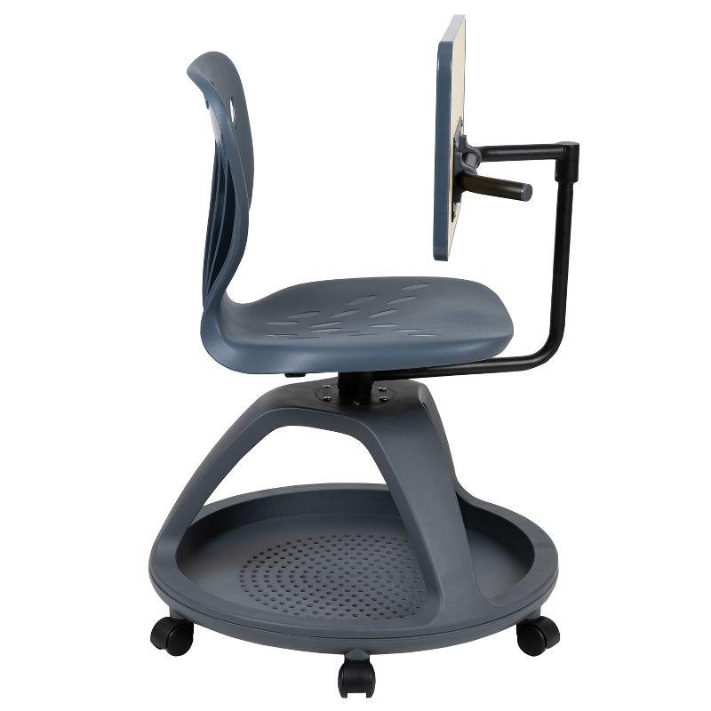 Flash Furniture Mobile Desk Chair with 360° Tablet Rotation and Storage Cubby