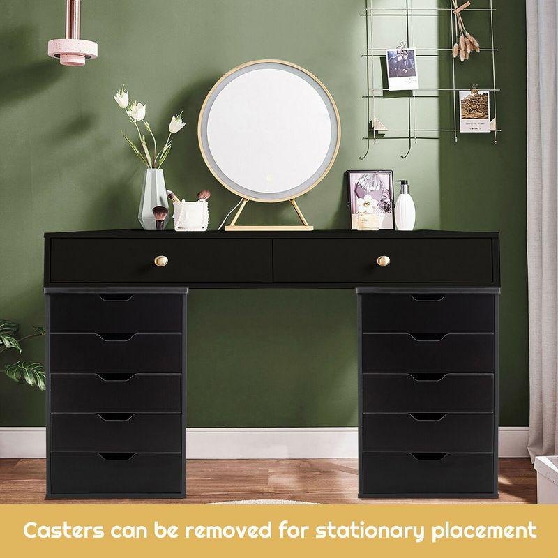 Costway 5 Drawer Chest Storage Dresser Floor Cabinet Organizer with Wheels Black