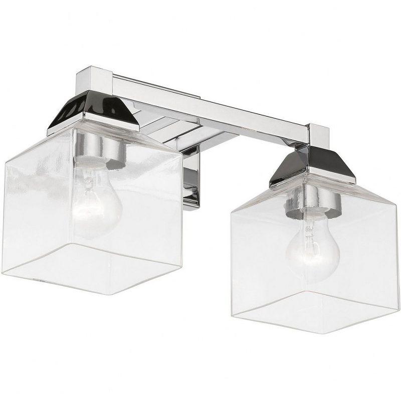 Polished Chrome 2-Light Vanity Sconce with Clear Glass Shades