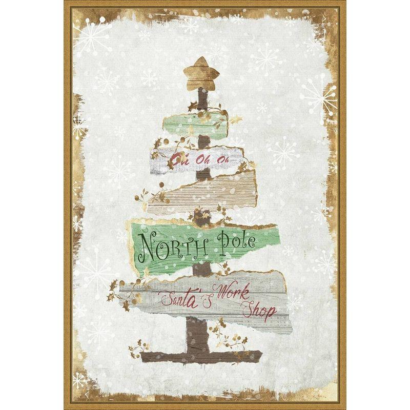16" x 23" Golden Christmas Tree by PI Studio Framed Canvas Wall Art - Amanti Art