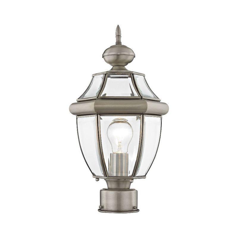 Monterey Elegance Brushed Nickel Outdoor Post Light with Clear Beveled Glass