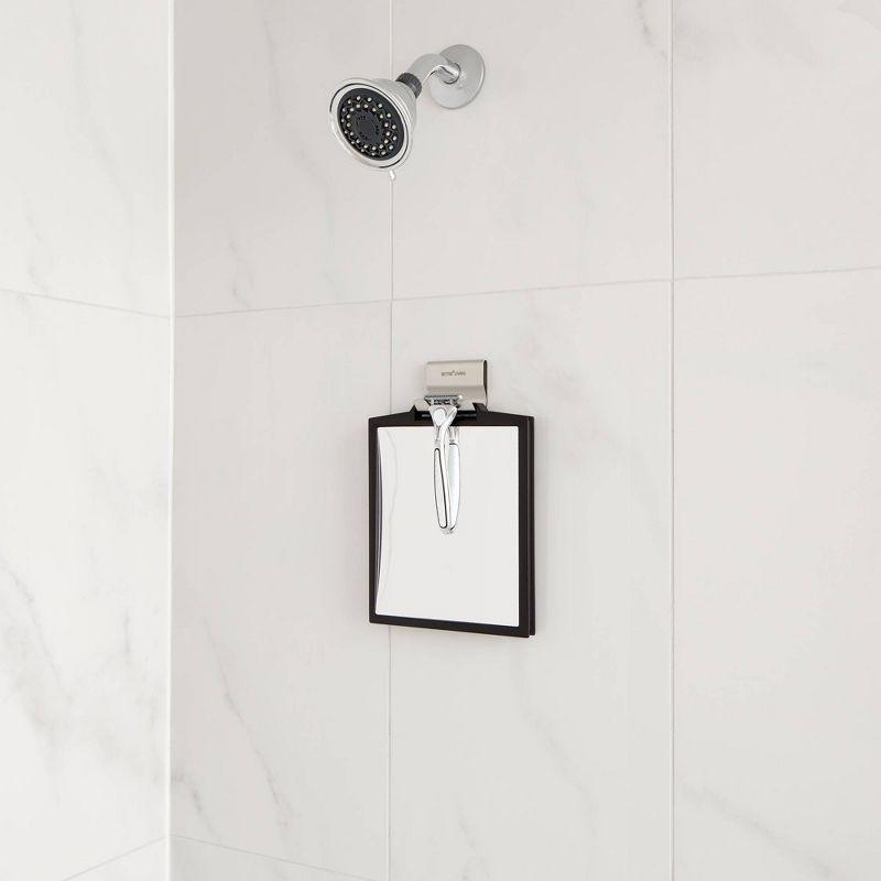 Doppio Double Sided Fog Resistant Magnifying Shatter Proof Shower Mirror Black/Stainless Steel - Better Living Products: Wall Mounted