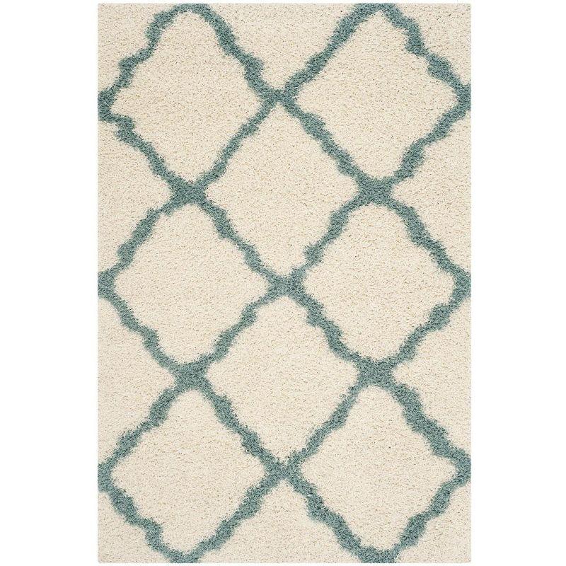 Seafoam Ivory Square Shag Synthetic 47" Area Rug