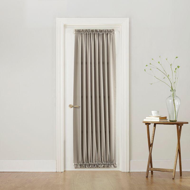 54"x72" Sun Zero Room Darkening Seymour Rod Pocket Door Curtain Panel Stone: Energy Efficient, Noise Reduction, Thermal Insulated