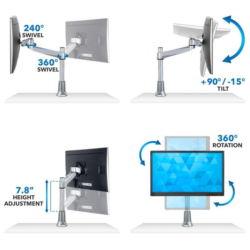 Mount-It! Articulating Full Motion Rotating, Tilting, Swiveling Adjustable Height For TV, Plasma, and Computer Monitor Desk Mount with Grommet Clamp