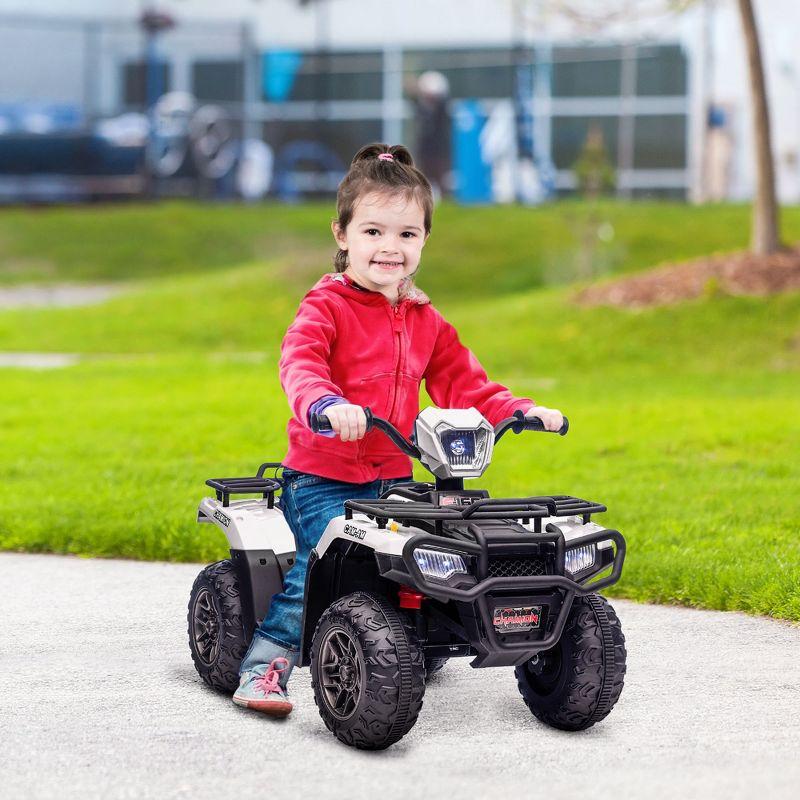 Aosom 12V Kids ATV Battery-Operated with AUX Port & USB, Kids 4 Wheeler with Tough Wear-Resistant Tread, Electric Four Wheeler Kids Ride on Car