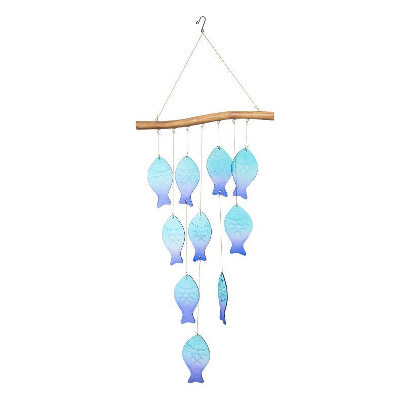 Transpac Glass 43.3 in. Multicolor Spring Bright Fish Wind Chime