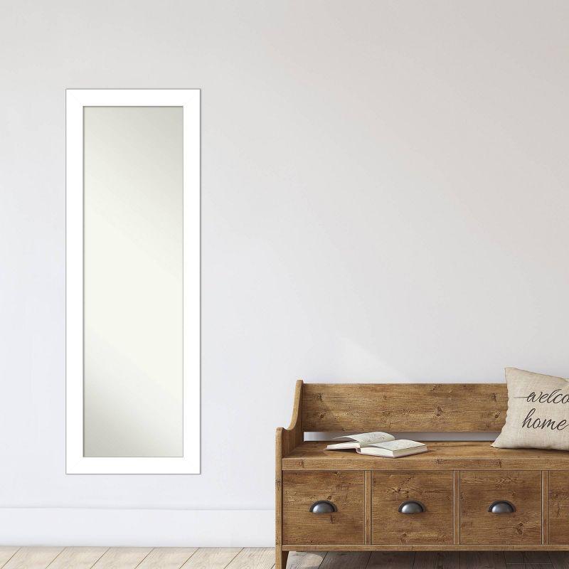 Amanti Art 18"x52" Wedge Framed On the Door Mirror White: Modern Polystyrene Frame, No Assembly Required