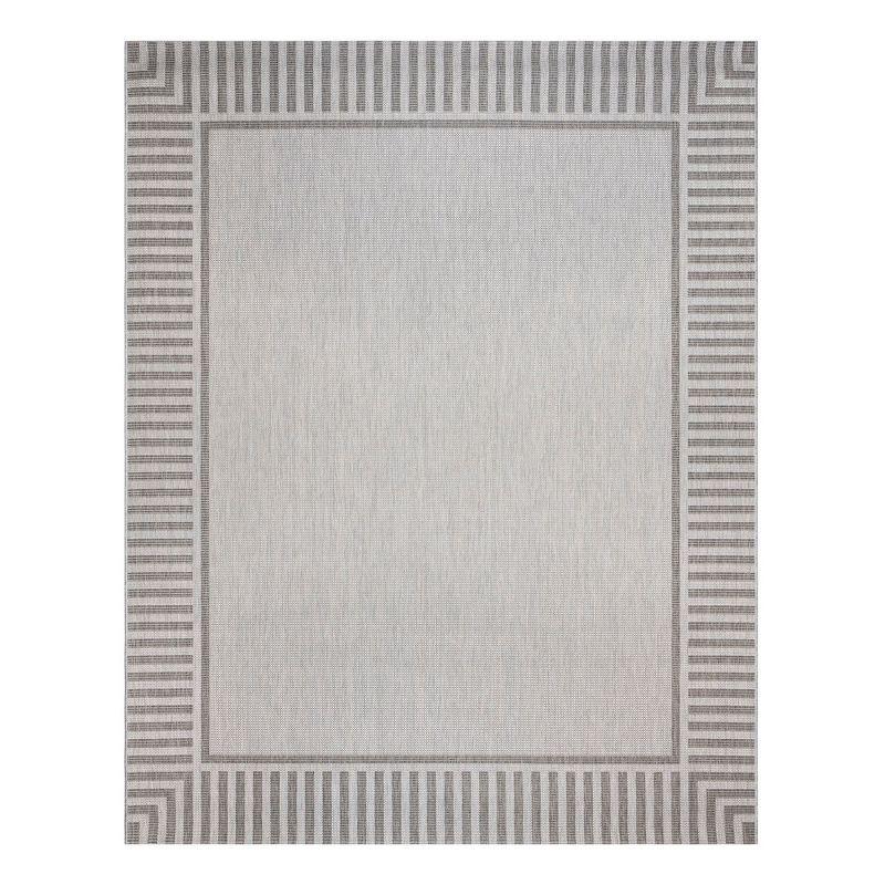 Gray Striped Flatweave Indoor Outdoor 5' x 7' Area Rug