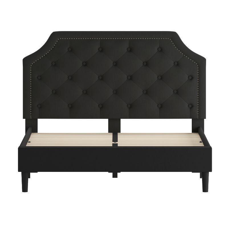 Flash Furniture Brighton Queen Size Tufted Upholstered Platform Bed in Black Fabric