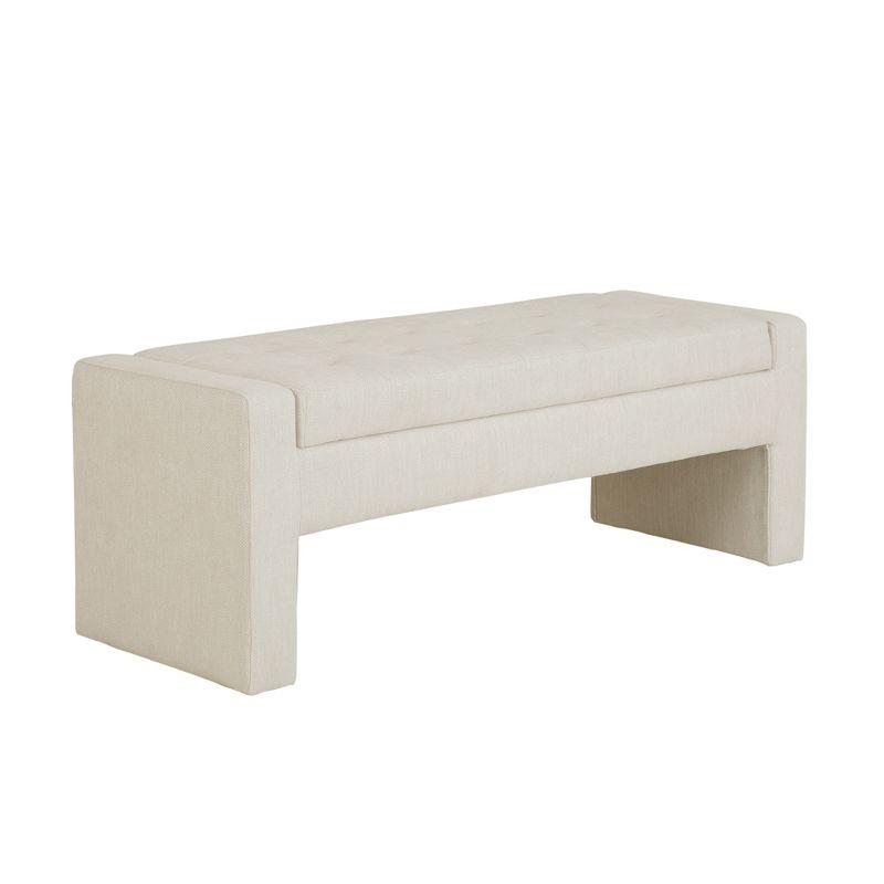 Gillian Cream Upholstered Storage Bench with Flip Top