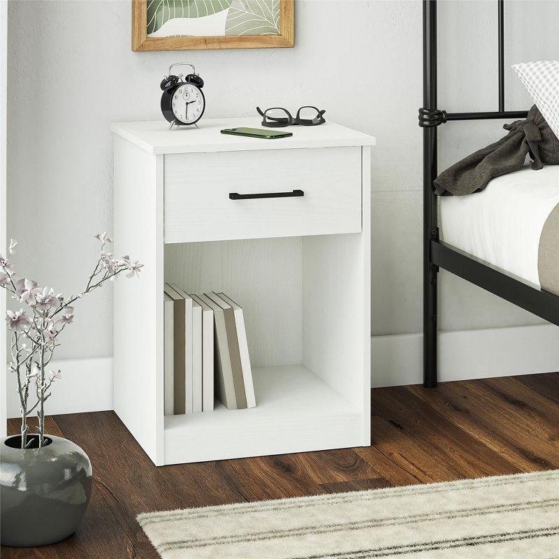 Ameriwood Home BrEZ Build Collection Pearce Nightstand with Drawer, White