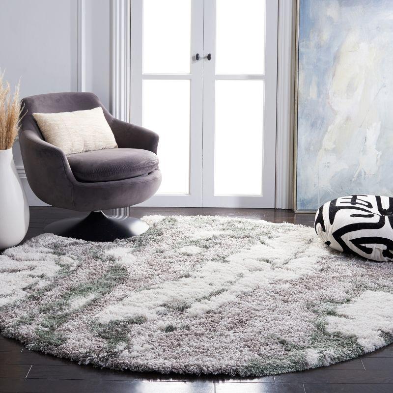 Horizon Shag 800 HZN890 Machine Made Area Rug - 8' Round - Grey/Green - Safavieh