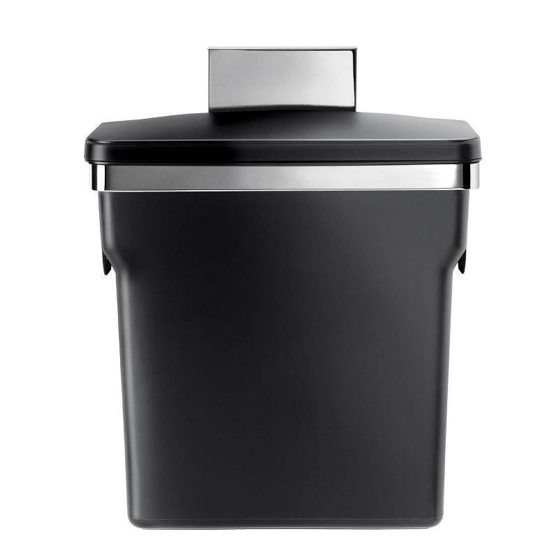 2.6 Gal Black Plastic Flip Lid Trash Can with Heavy Duty Steel Frame