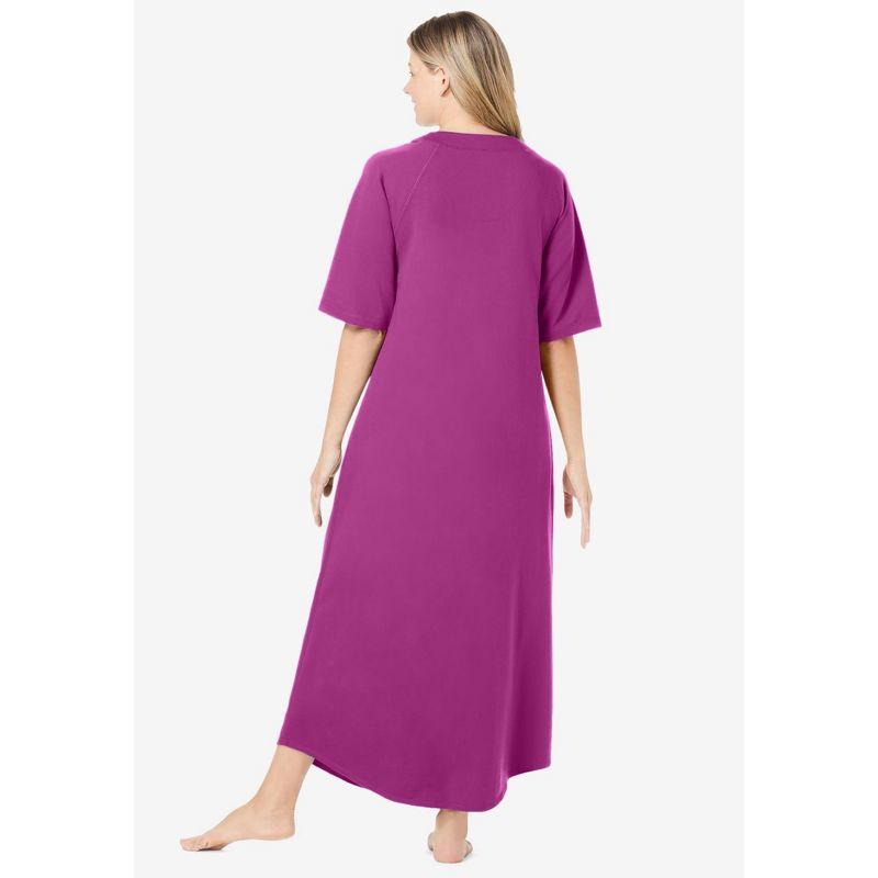 Dreams & Co. Women's Plus Size Long French Terry Zip-Front Robe