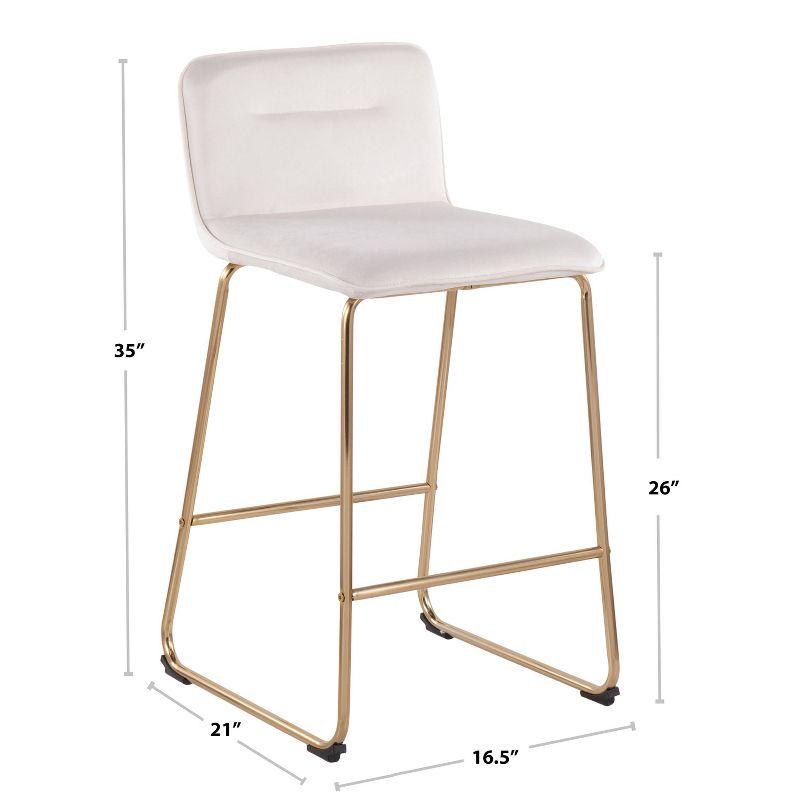 Gold Metal and Espresso Faux Leather Counter Stools