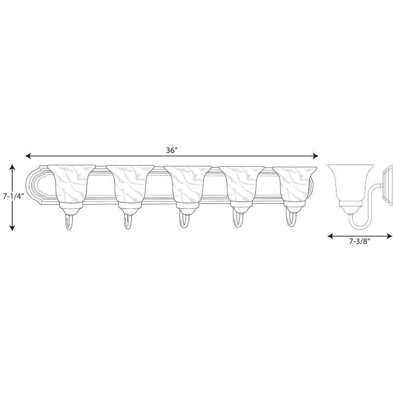 36-Inch Brushed Nickel Alabaster Glass 5-Light Vanity Fixture