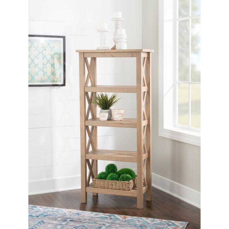 Driftwood Pine 4-Shelf Kids Bookcase with Side Fence Design