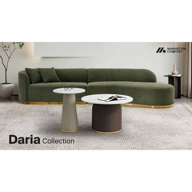 131.89" Daria Linen Upholstered Sofa Sectional with Pillows Ivory - Manhattan Comfort: Modern Modular, Pine Frame, Metal Legs