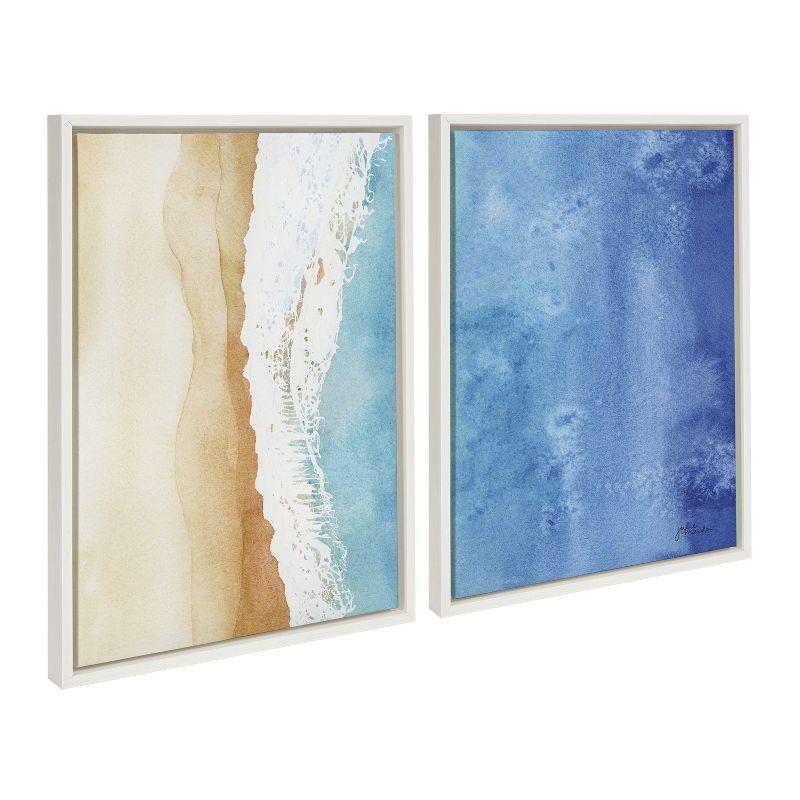 Ocean Wake Coastal Blue and Beige Canvas Art Set