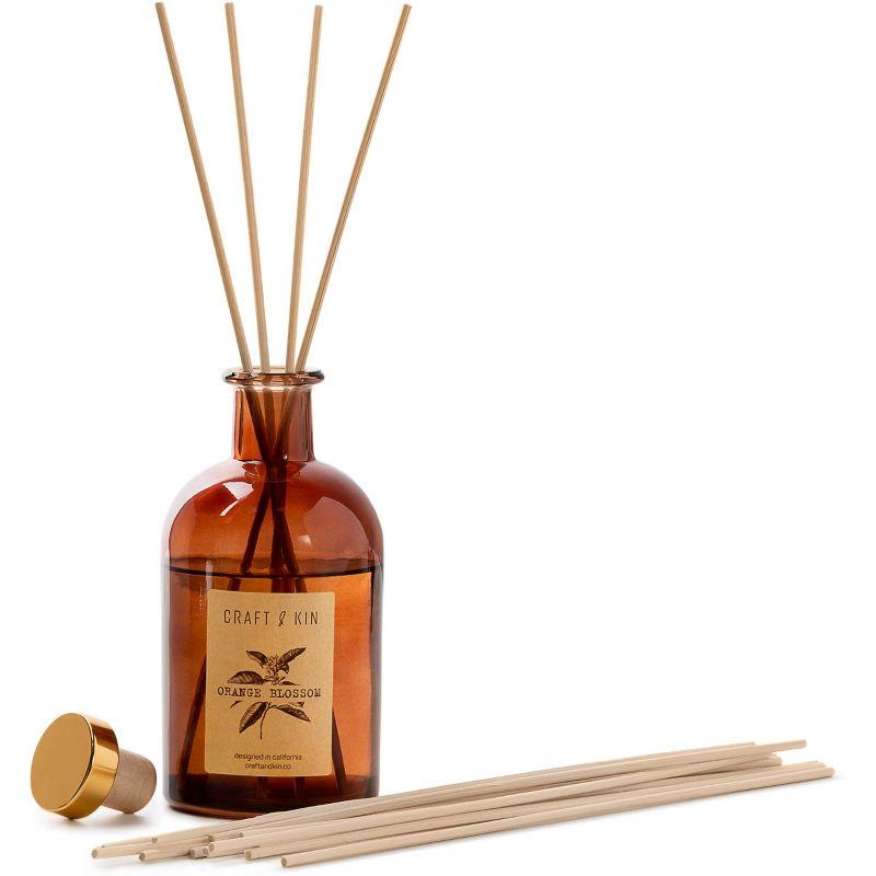 Amber Glass Orange Blossom Reed Diffuser Set with Rattan Sticks