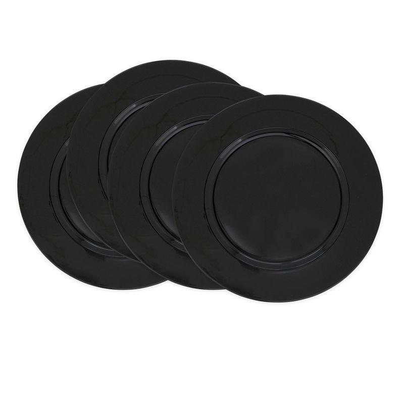 Classic Black Round Plastic Charger Plates Set of 4