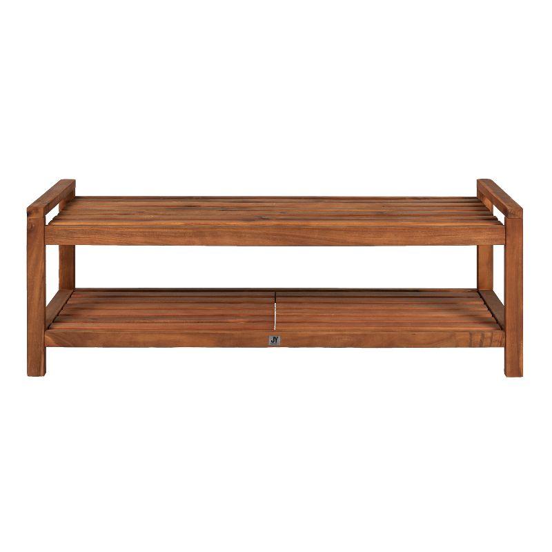 Blane Teak Acacia Wood 52" Mid-Century Modern Outdoor Bench