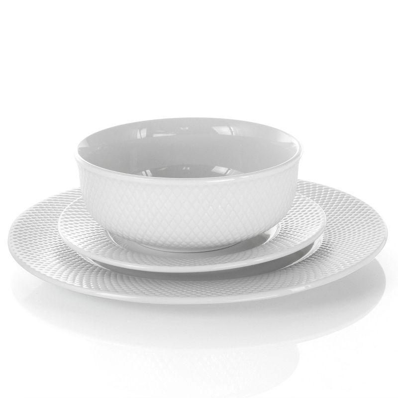 18pc Porcelain Maisy Round Dinnerware Set White - Elama: Dishware Set, Service for 4, Microwave & Dishwasher Safe