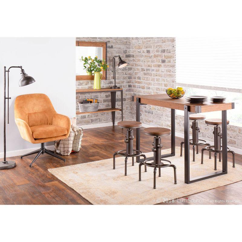Rustic Natural Brown Bamboo Counter Table with Black Steel Legs
