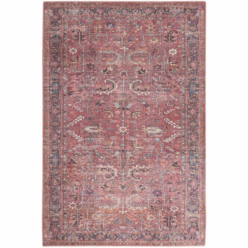 Vintage Brick Red Persian Pattern 7'10" x 9'10" Washable Area Rug