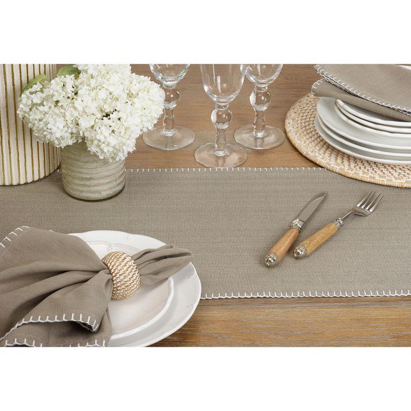 Saro Lifestyle Whipstitch Cotton Table Runner, 13"x72", Gray