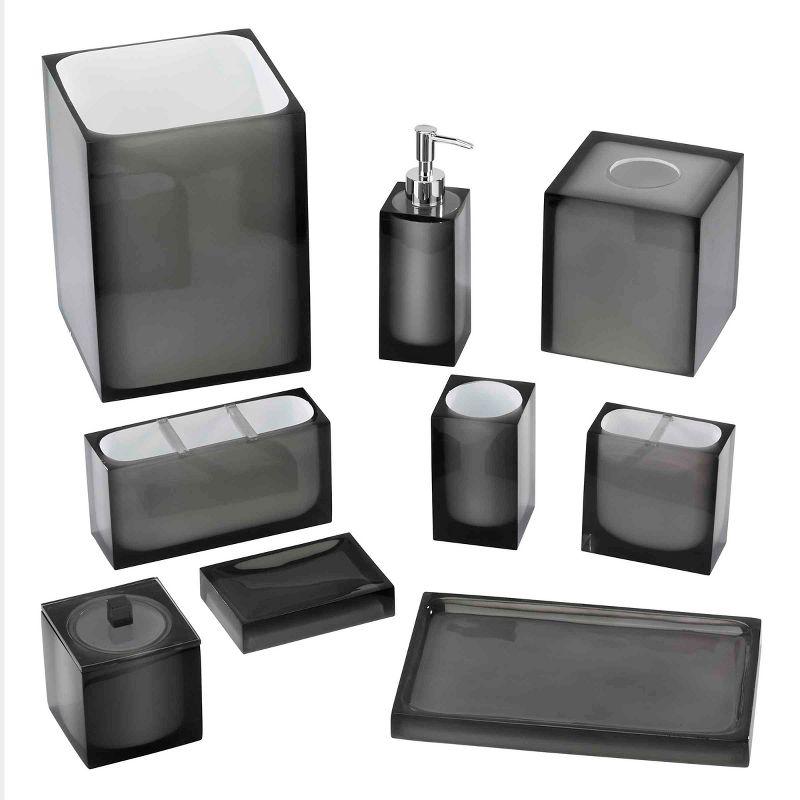 Smoke Resin Modern Covered Jar with Square Knob