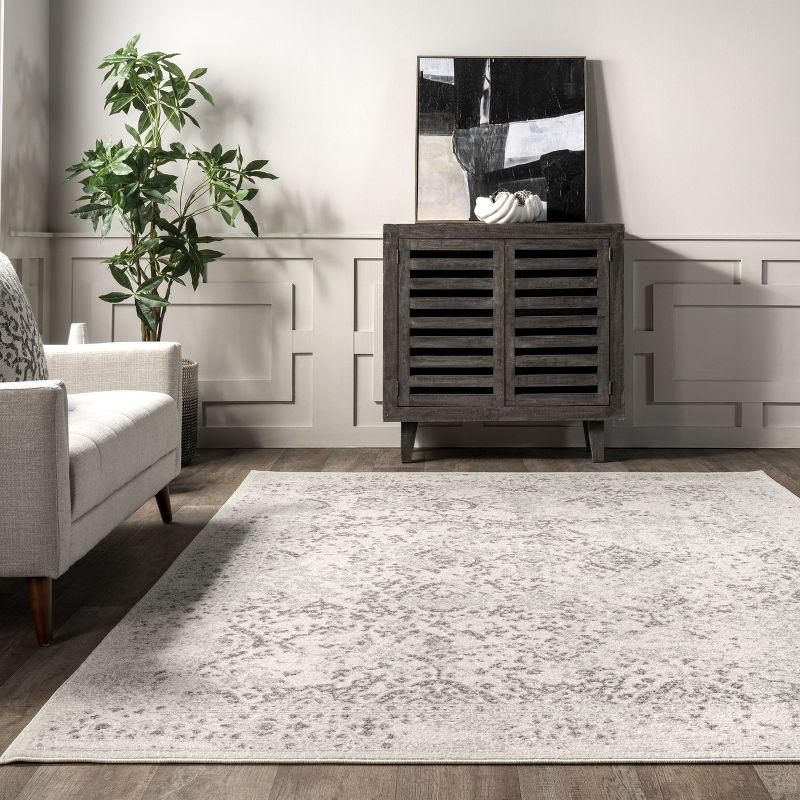 Ivory Synthetic Easy-Care Rectangular Vintage Area Rug