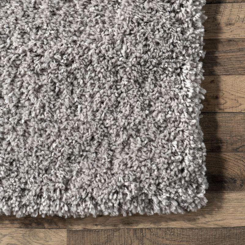 Silver 10' Contemporary Shag Runner Rug