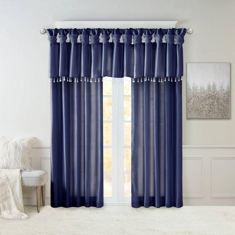 Madison Park Emilia Lightweight Faux Silk Single Valance with Beads