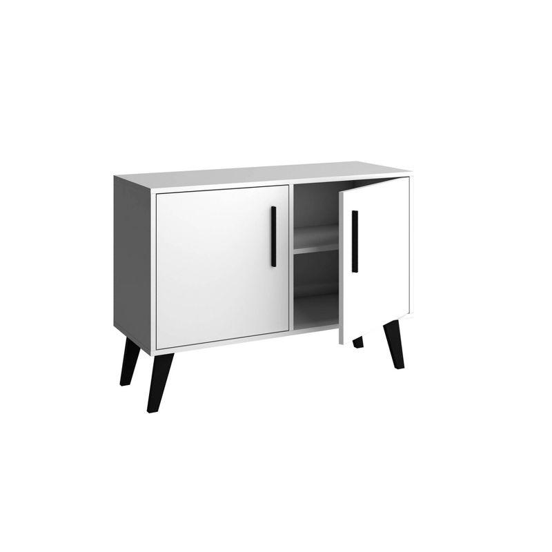 Amsterdam Double Side Table 2.0 White - Manhattan Comfort: Mid-Century Buffet, 2-Door Cabinet