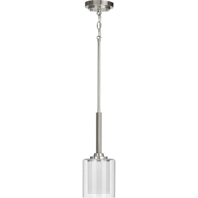 Progress Lighting Kene 1-Light Mini-Pendant, Brushed Nickel, Etched Glass Shade