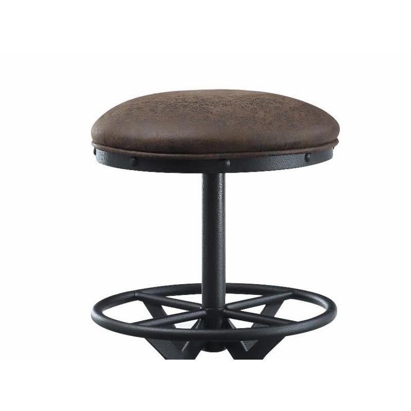 Salvaged Brown & Black Adjustable Swivel Barstool