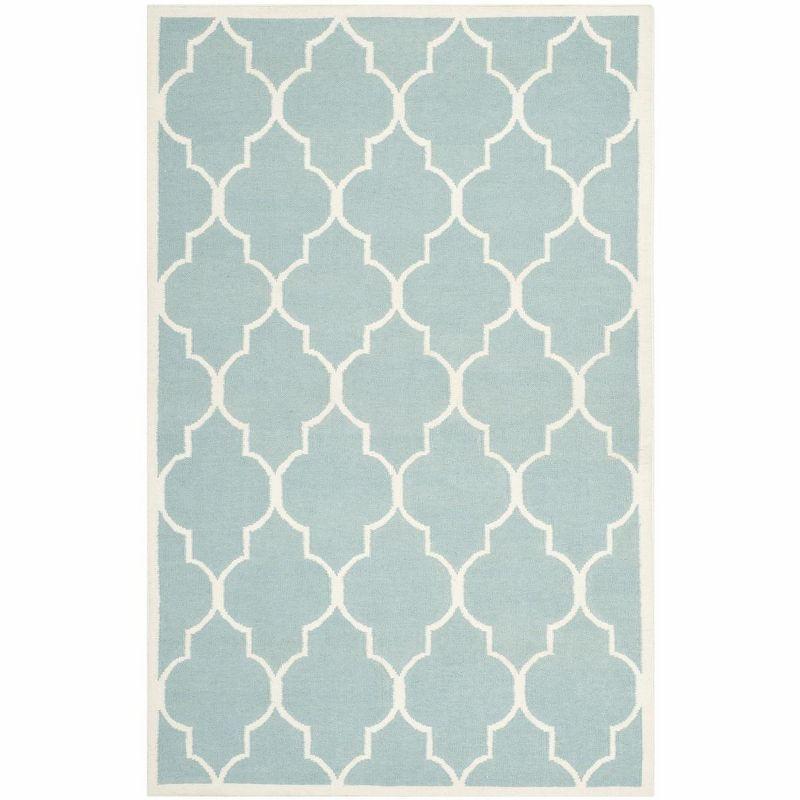 Dhurries DHU632 Hand Woven Area Rug - Light Blue/Ivory - 6'x9' - Safavieh.